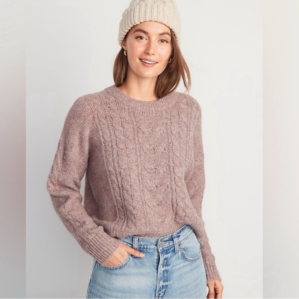 NWT Old Navy Heathered Cable-Knit Sweater for Women Size M Petite